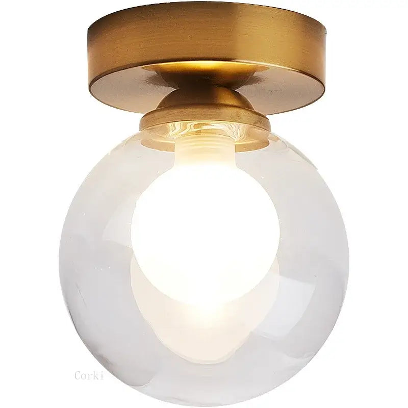 Modern brass & black glass ball ceiling light for living room