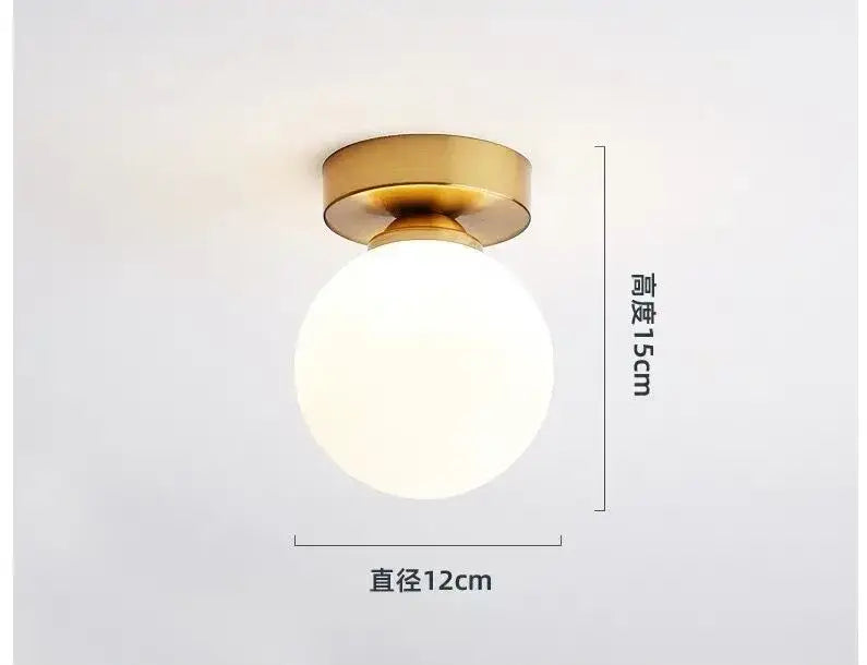 Modern brass & black glass ball ceiling light for living room