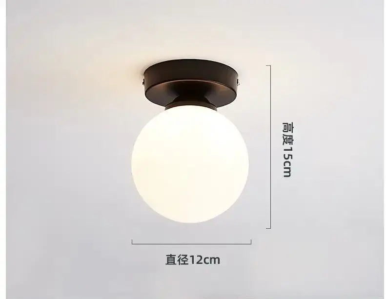 Modern brass & black glass ball ceiling light for living room