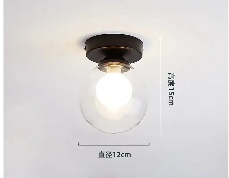 Modern brass & black glass ball ceiling light for living room