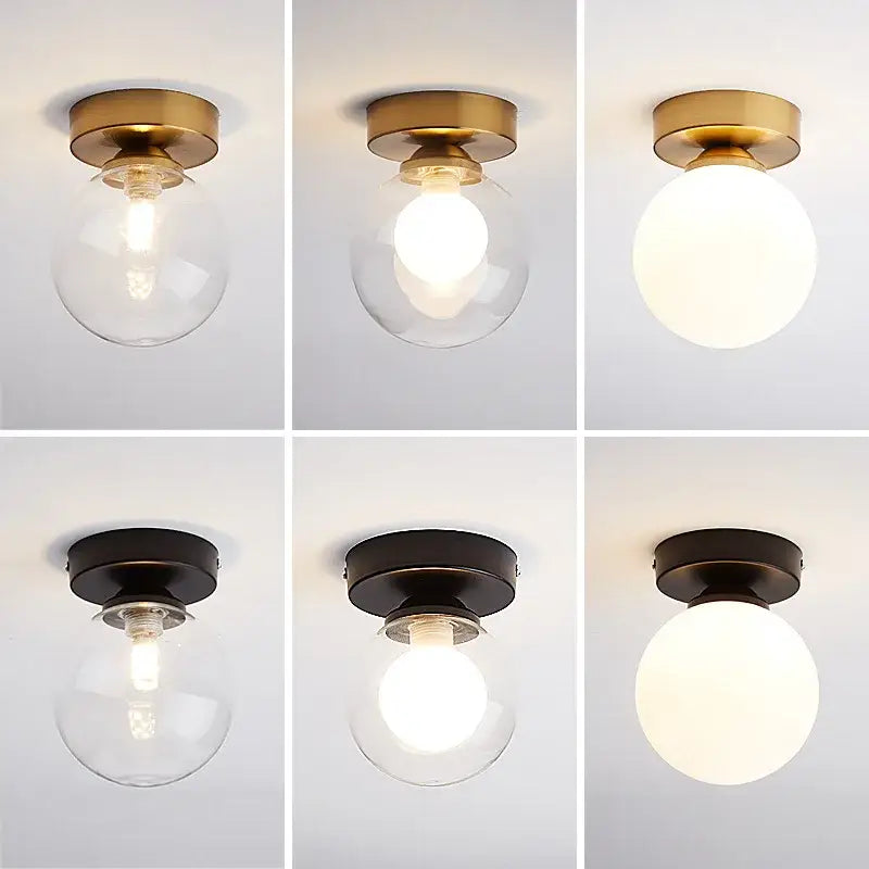 Modern brass & black glass ball ceiling light for living room