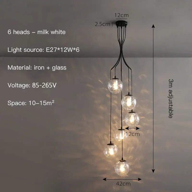 Modern black glass ball chandelier dining room pendant light