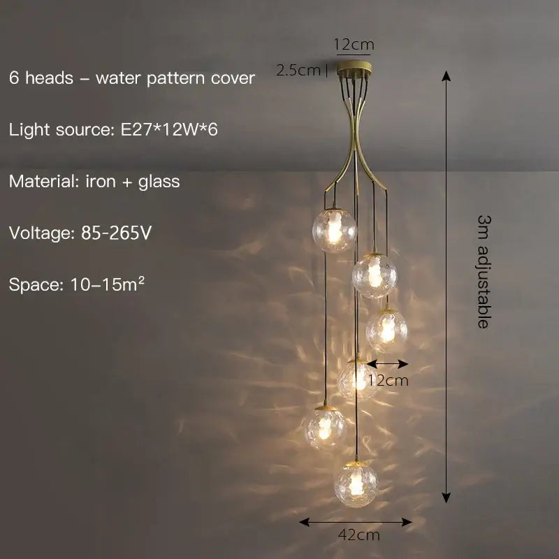 Modern black glass ball chandelier dining room pendant light