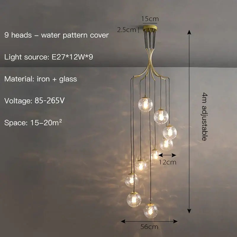 Modern black glass ball chandelier dining room pendant light