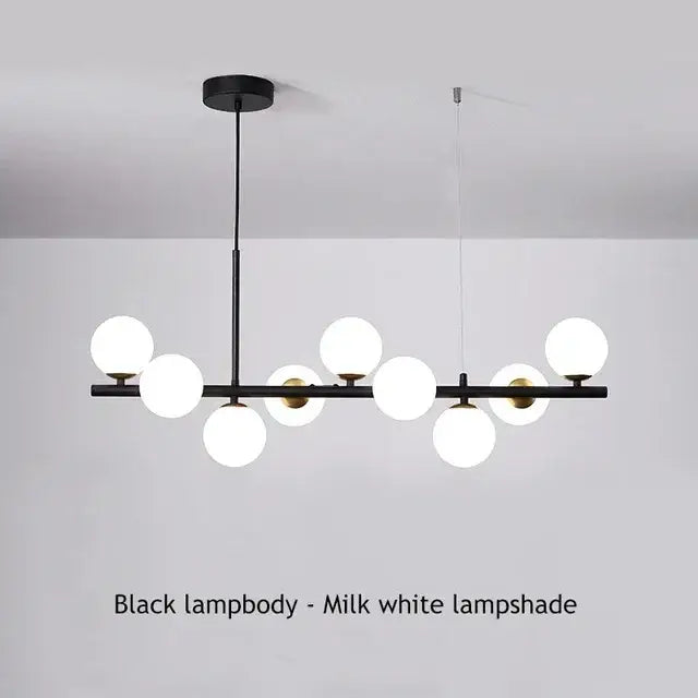 Modern black and smoky gray glass ball chandelier dining room