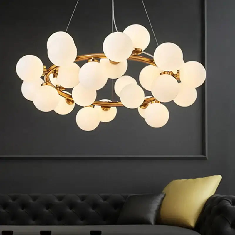 Modern gold glass ball chandelier living room cluster light