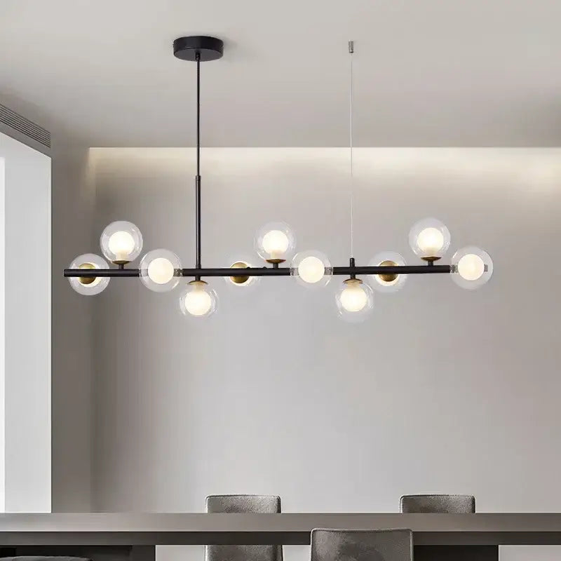 Modern gold glass ball chandelier living room brass ceiling light