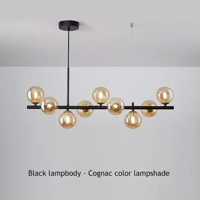 Modern gold glass ball chandelier living room brass ceiling light