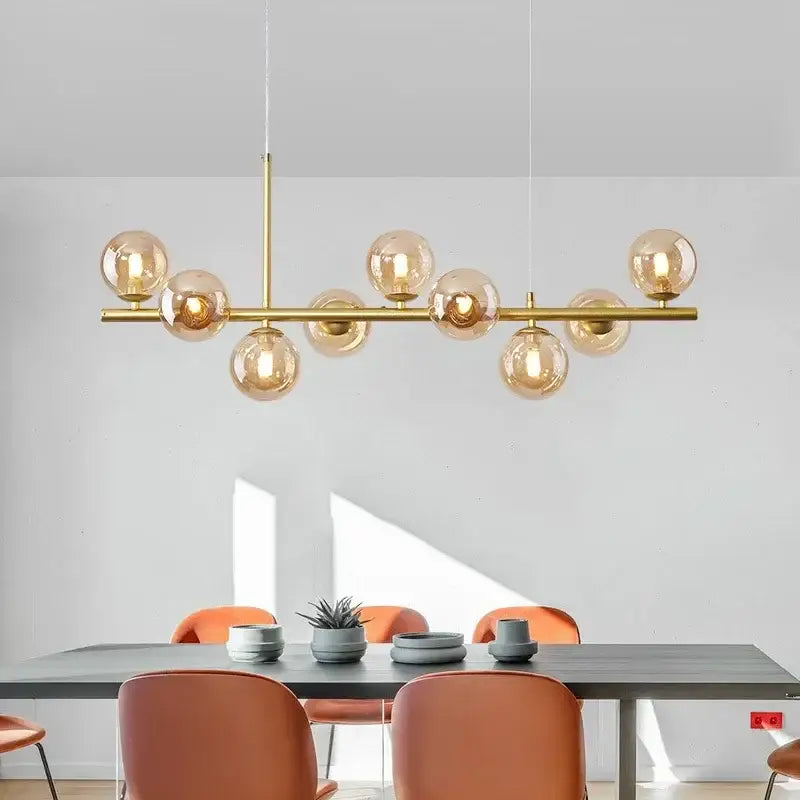 Modern gold glass ball chandelier living room brass ceiling light
