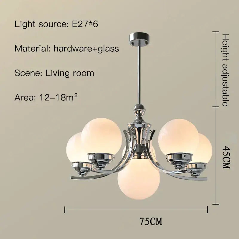Modern chrome glass ball chandelier dining room warm light