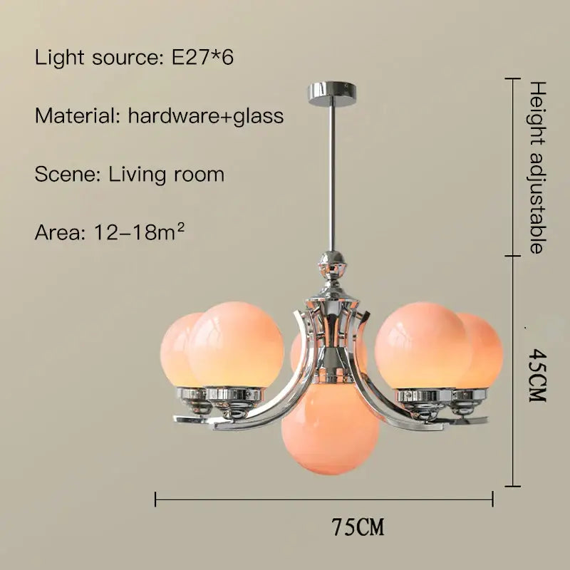 Modern chrome glass ball chandelier dining room warm light