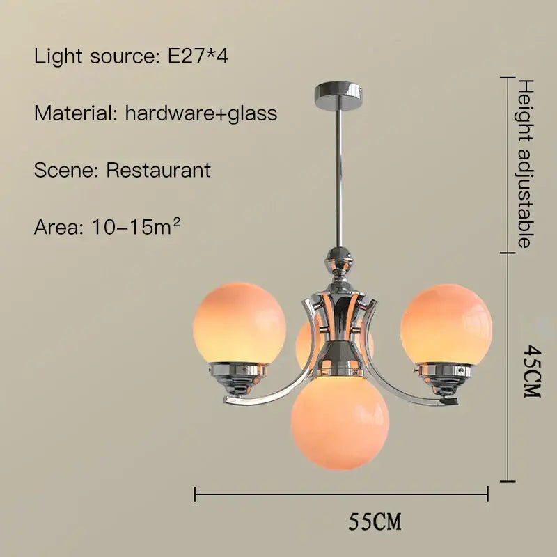 Modern chrome glass ball chandelier dining room warm light