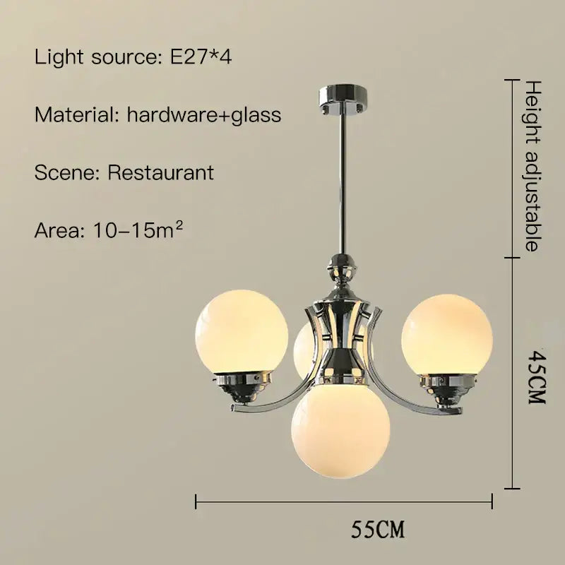Modern chrome glass ball chandelier dining room warm light
