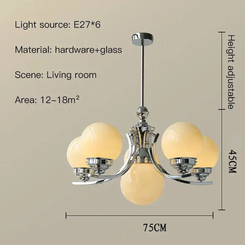 Modern chrome glass ball chandelier dining room warm light