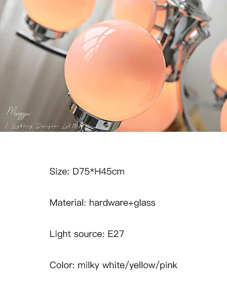 Modern chrome glass ball chandelier dining room warm light