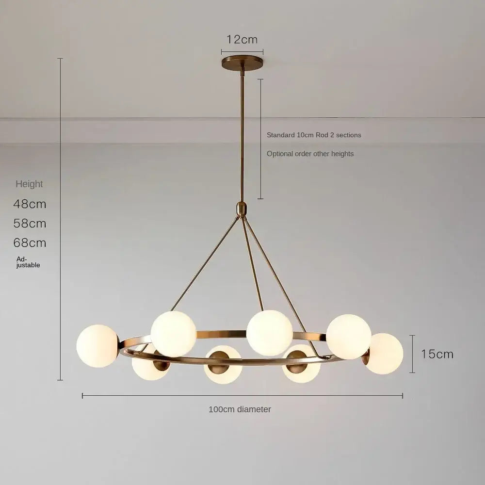 Modern black six light glass ball chandelier dining room pendant light