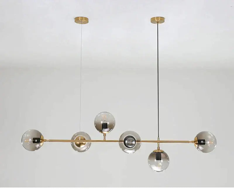 Modern black five light glass ball chandelier for kitchens