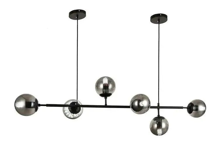 Modern black five light glass ball chandelier for kitchens