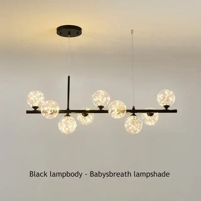 Modern black glass ball chandelier dining room frosted lighting fixture