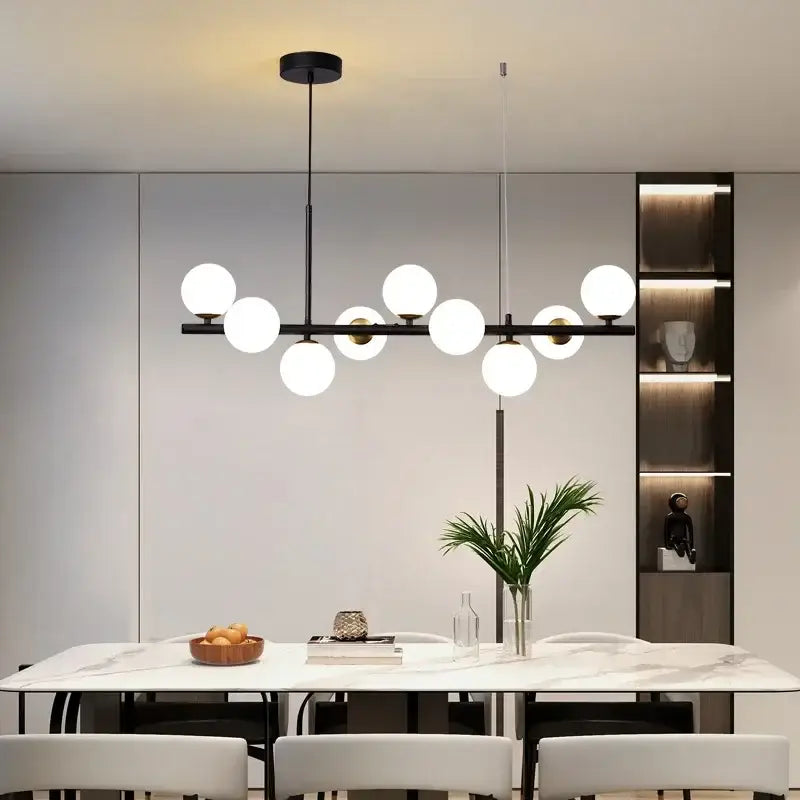 Modern black glass ball chandelier dining room frosted lighting fixture