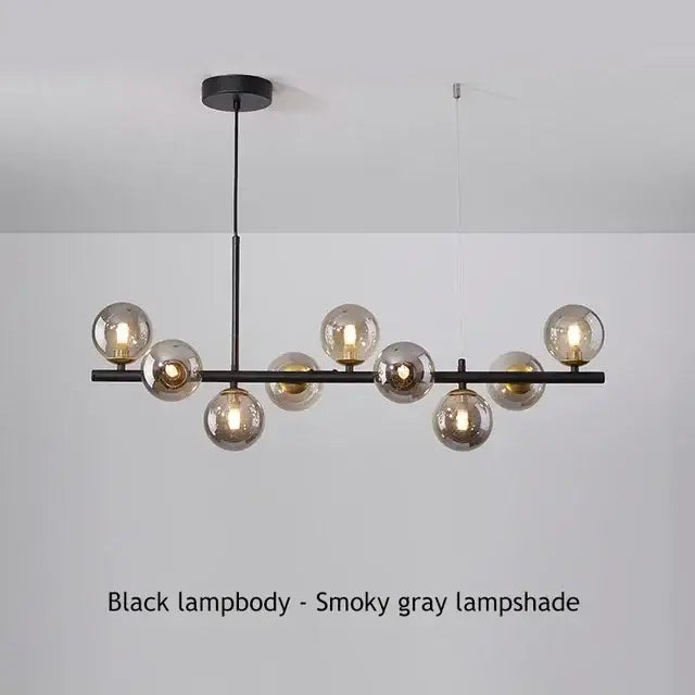 Modern black glass ball chandelier dining room frosted lighting fixture