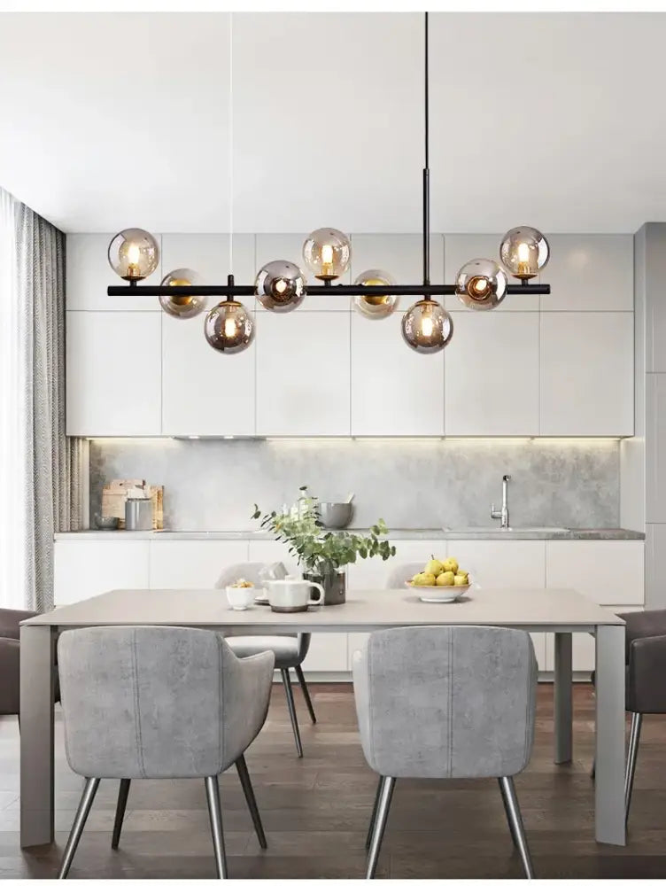 Modern black glass ball chandelier dining room frosted lighting fixture