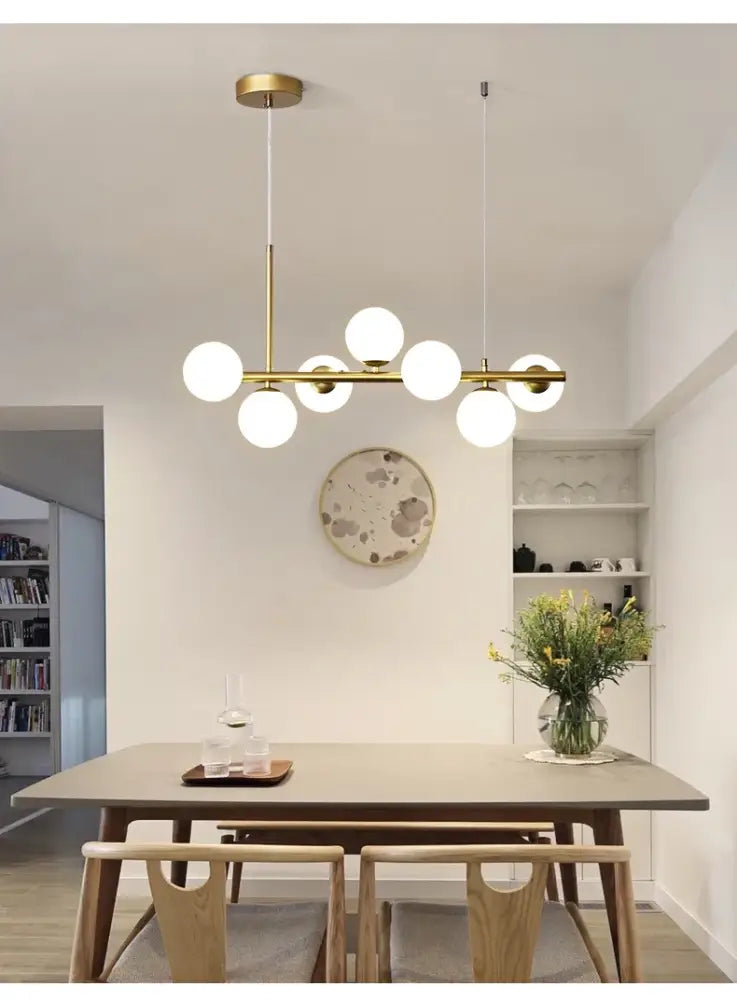 Modern black glass ball chandelier dining room frosted lighting fixture