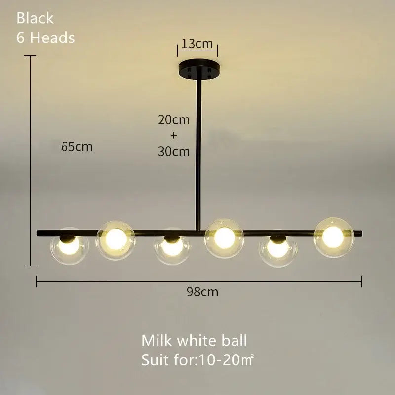 Modern gold glass ball chandelier dining room led pendant light