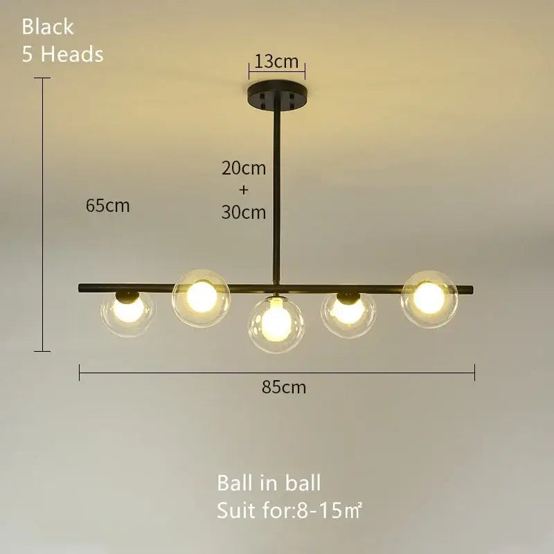 Modern gold glass ball chandelier dining room led pendant light