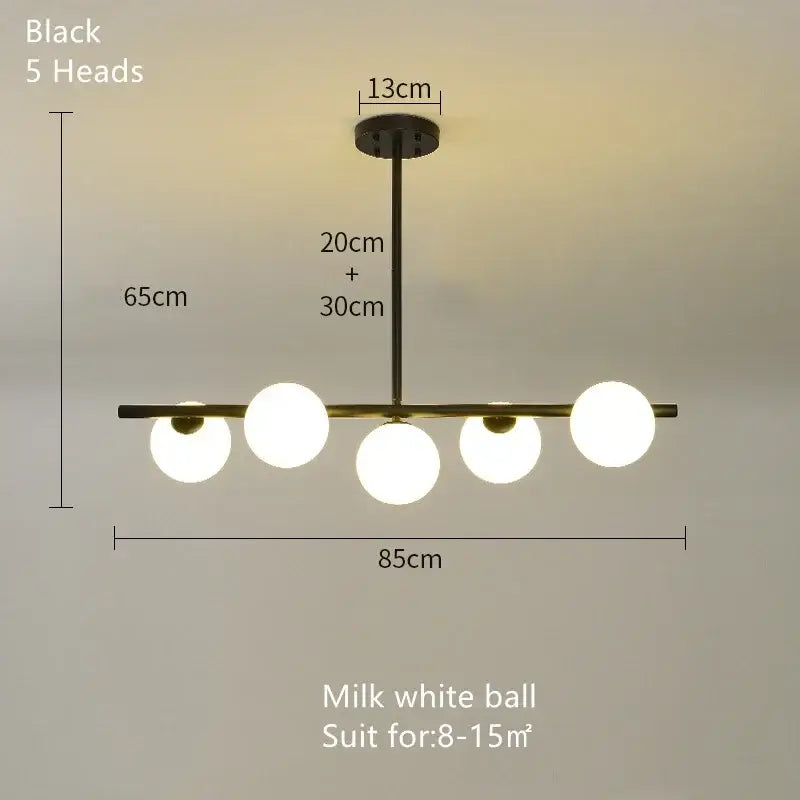 Modern gold glass ball chandelier dining room led pendant light