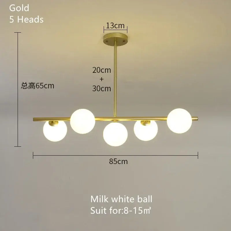 Modern gold glass ball chandelier dining room led pendant light