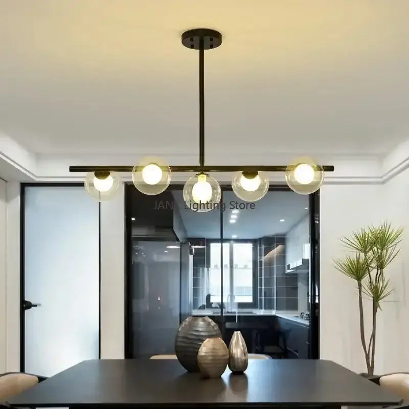 Modern gold glass ball chandelier dining room led pendant light