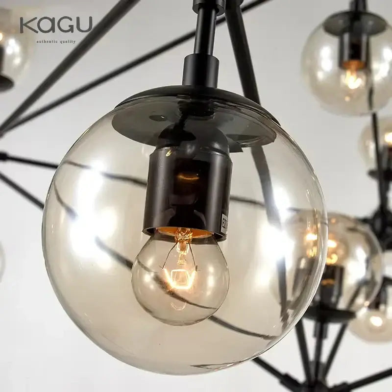 Modern black geometric glass ball chandelier for dining room