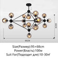Modern black geometric glass ball chandelier for dining room