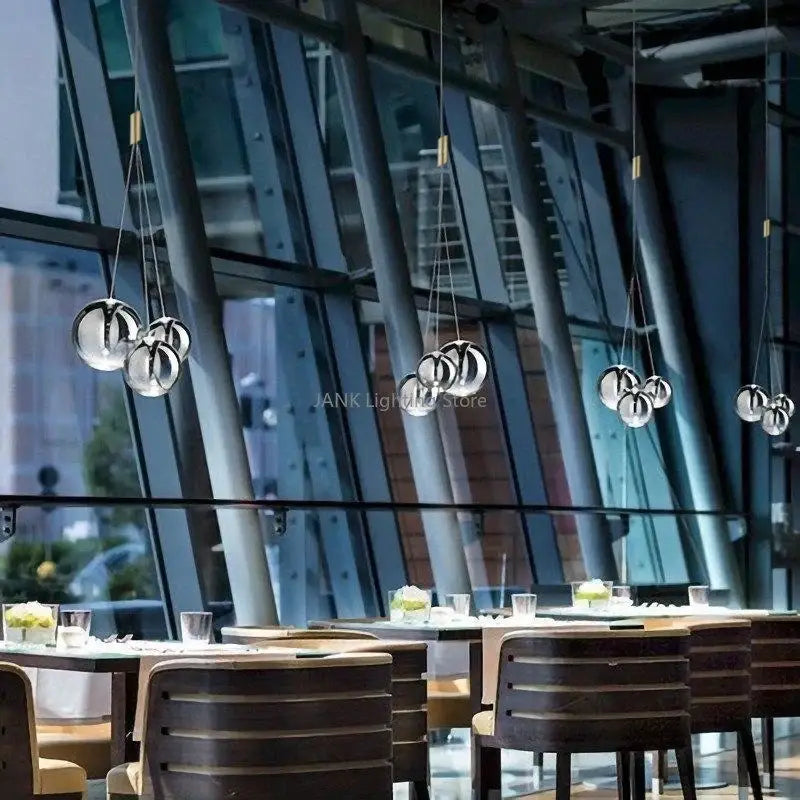 Modern gold glass ball chandelier dining room pendant light