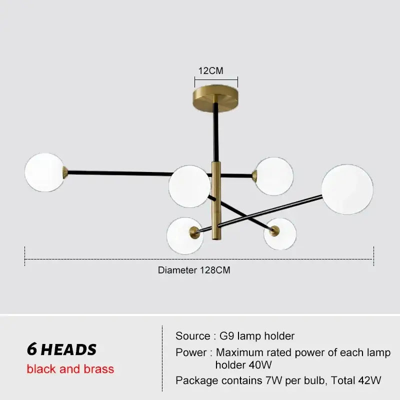 Decorbites glass brass chandelier living room geometric pendant light