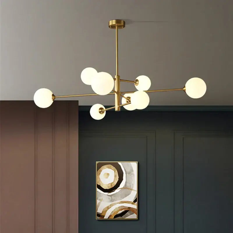 Decorbites glass brass chandelier living room geometric pendant light