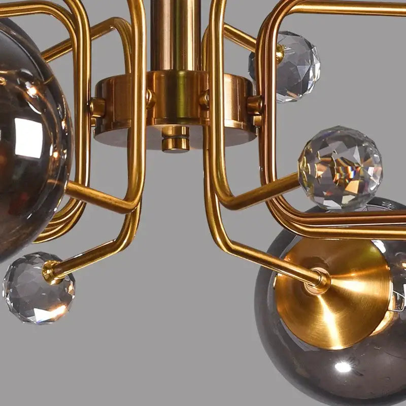 Decorbites glass bubble chandelier gold and crystal living room light