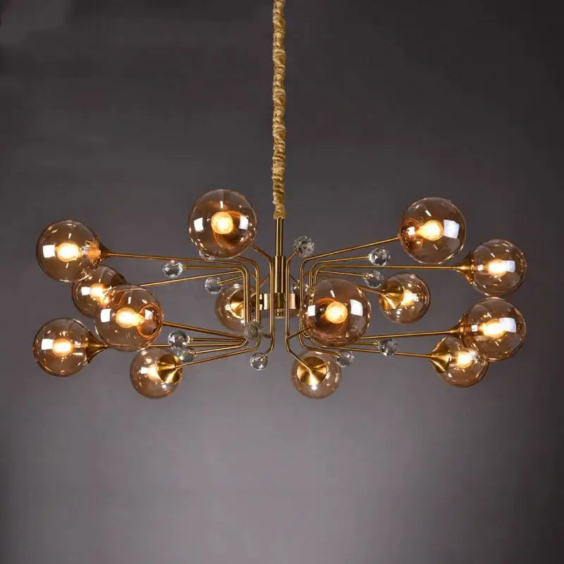 Decorbites glass bubble chandelier gold and crystal living room light