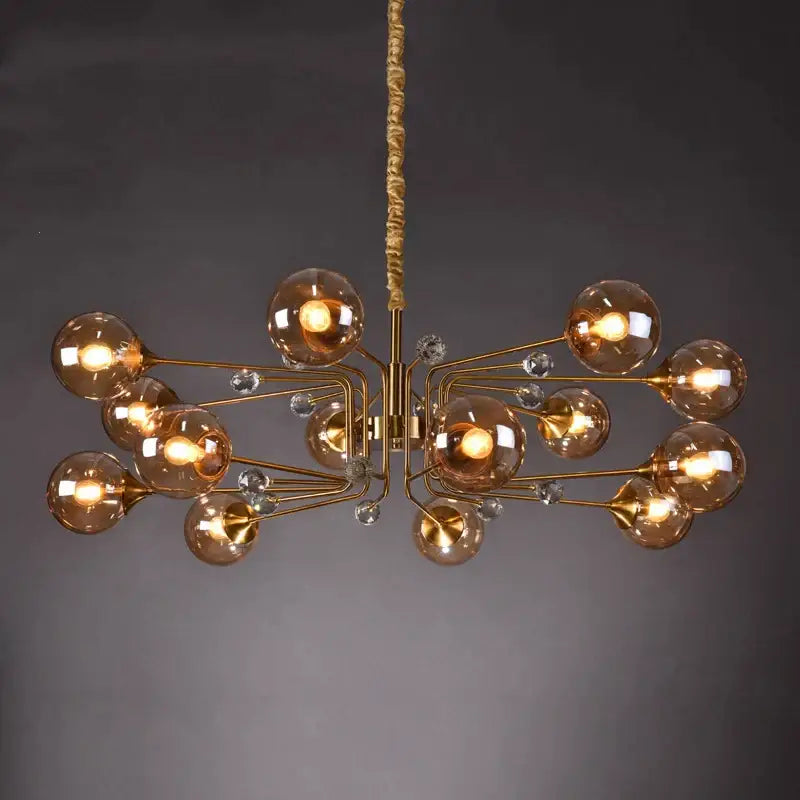 Decorbites glass bubble chandelier gold and crystal living room light
