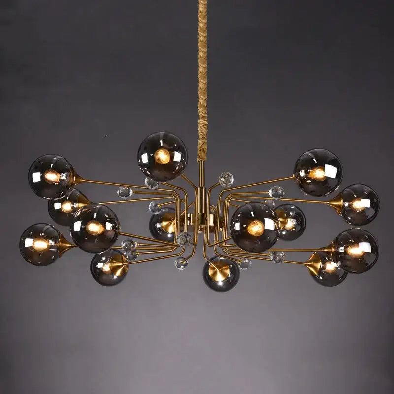 Decorbites glass bubble chandelier gold and crystal living room light