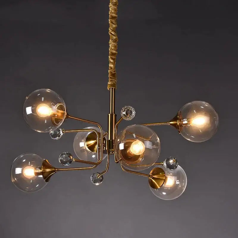 Decorbites glass bubble chandelier gold and crystal living room light