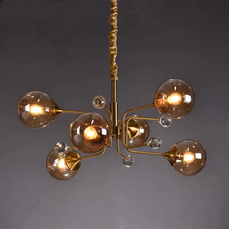 Decorbites glass bubble chandelier gold and crystal living room light