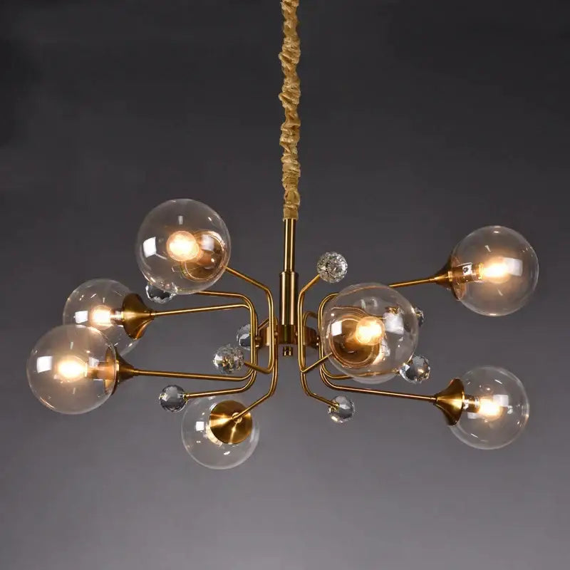 Decorbites glass bubble chandelier gold and crystal living room light