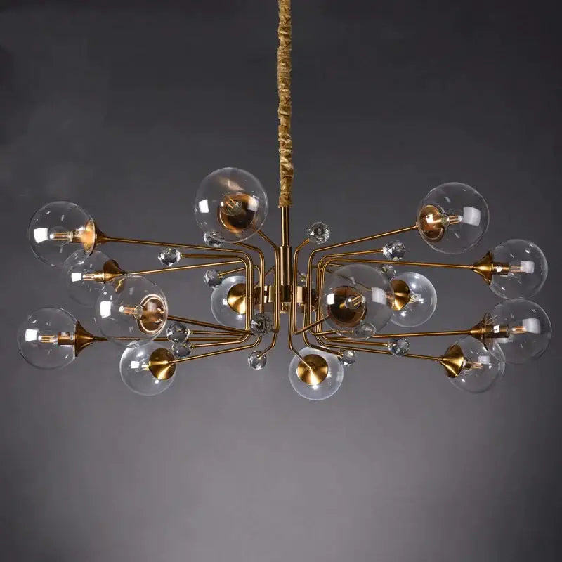Decorbites glass bubble chandelier gold and crystal living room light