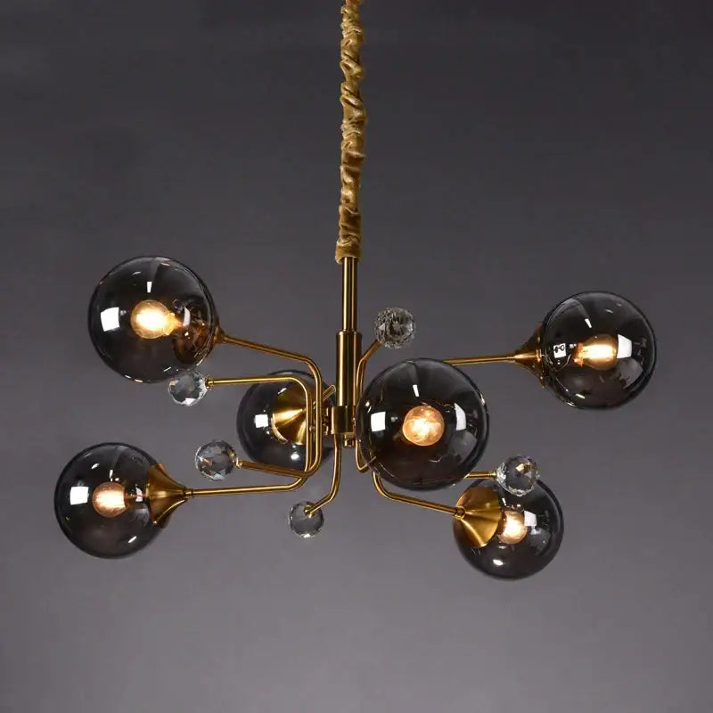 Decorbites glass bubble chandelier gold and crystal living room light