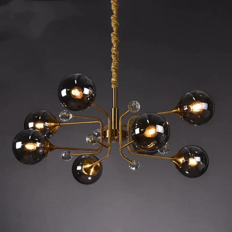 Decorbites glass bubble chandelier gold and crystal living room light