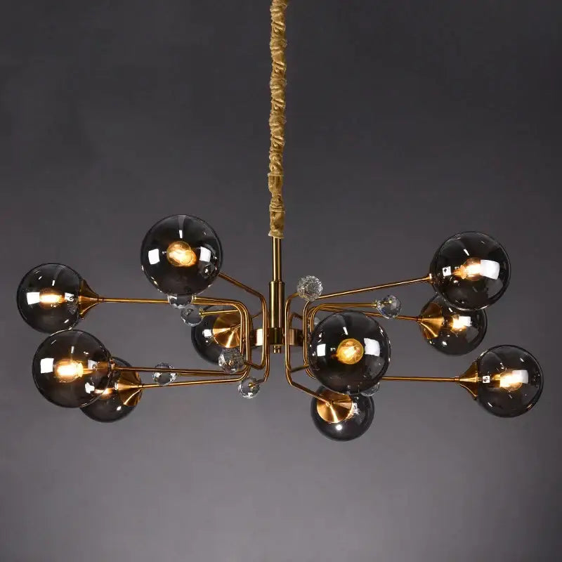 Decorbites glass bubble chandelier gold and crystal living room light