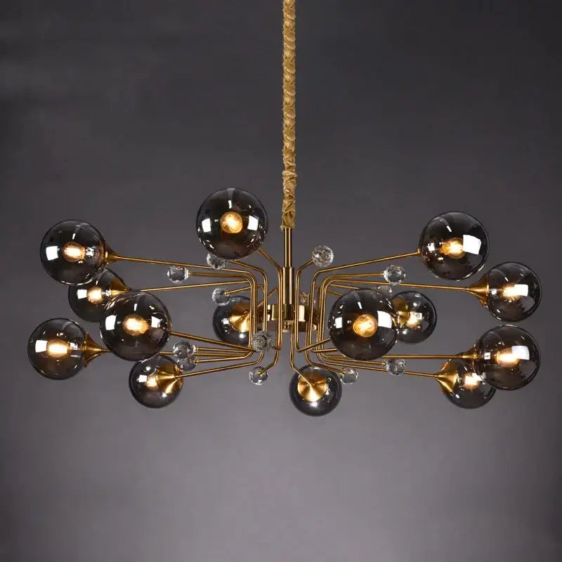 Decorbites glass bubble chandelier gold and crystal living room light