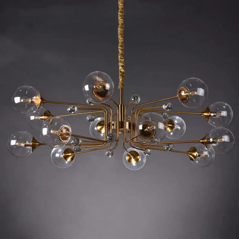 Decorbites glass bubble chandelier gold and crystal living room light